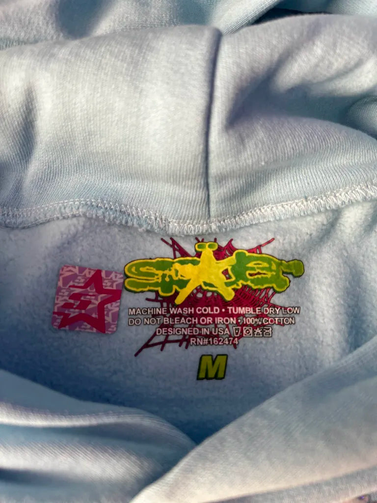 Light Blue Sp5der Hoodie - StockX Passing