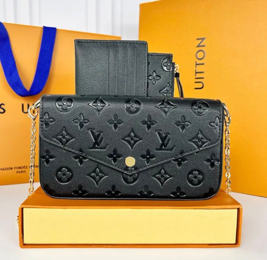 Luxe Chain Crossbody Wallet Bag – Black
